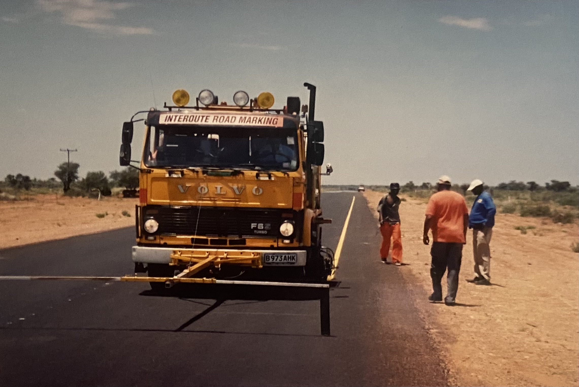 Road marking team at work